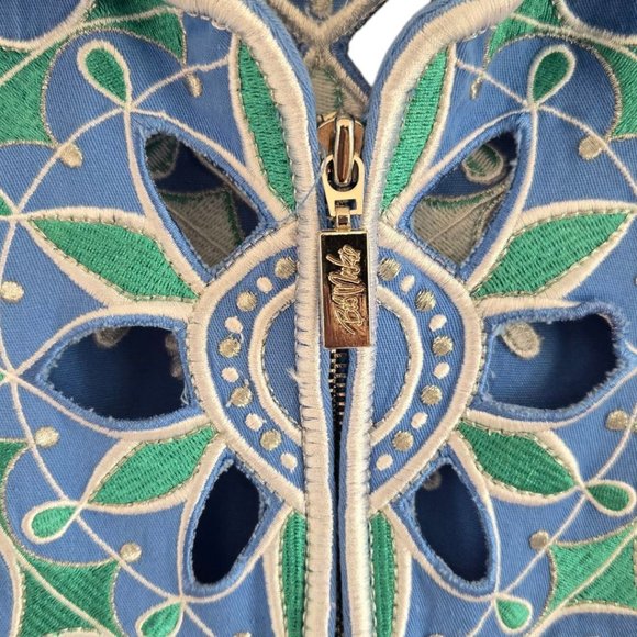 Bob Mackie Wearable Art Blue Medium Embroidered Jacket 3/4 Sleeve Floral - Picture 7 of 11